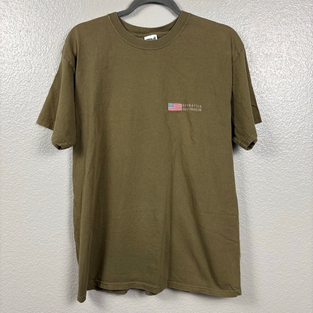 Anvil Size L Military Green Embroidered Short Sleeve Tee Operation Iraqi Freedom